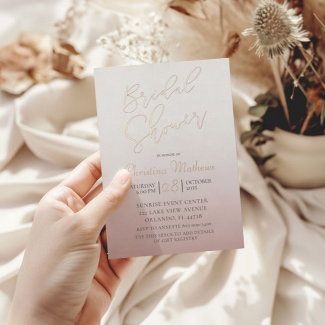 Modern  Rose Gold Calligraphy Bridal Shower  Foil Invitation (Creator Uploaded)