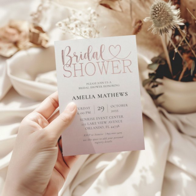 Modern Rose Gold Calligraphy Bridal Shower  Invitation (Creator Uploaded)