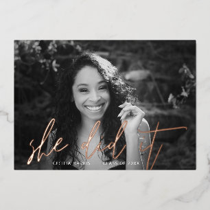 Modern Rose Gold Calligraphy Foil Invitation