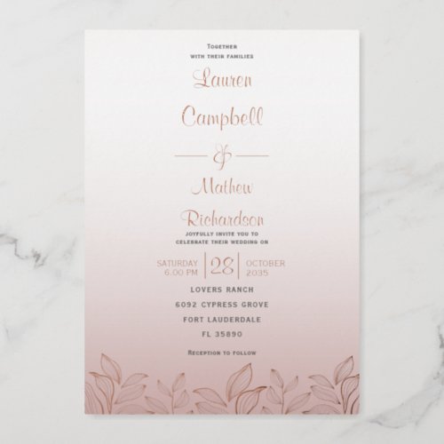 Modern Rose Gold Calligraphy The Wedding Of  Foil Foil Invitation