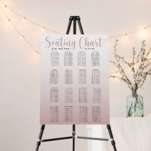 Modern Rose Gold Calligraphy Wedding Seating Chart Foam Board