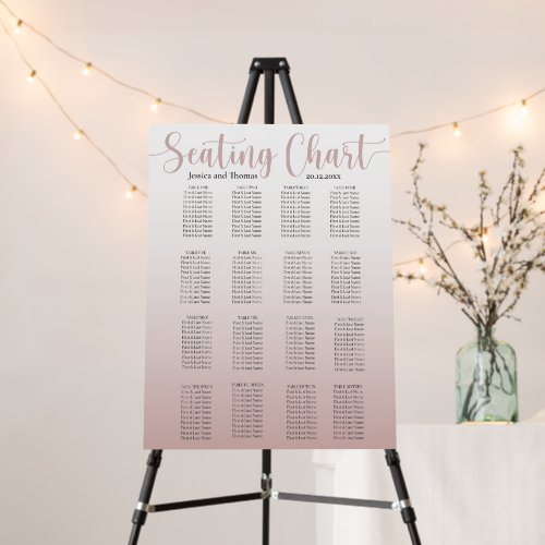 Modern Rose Gold Calligraphy Wedding Seating Chart Foam Board