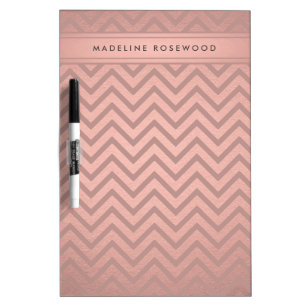 Modern Rose Gold Chevron Pattern Monogrammed Dry Erase Board