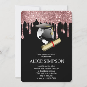 Modern Rose Gold Chic Minimalist Photo Graduation Invitation