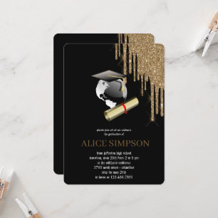 Modern Rose Gold Chic Minimalist Photo Graduation Invitation