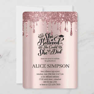 Modern rose gold chic minimalist photo graduation invitation