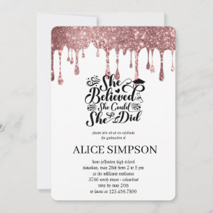 Modern rose gold chic minimalist photo graduation  invitation