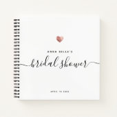 Modern Rose Gold Chic Script Bridal Shower Guest Notebook (Front)