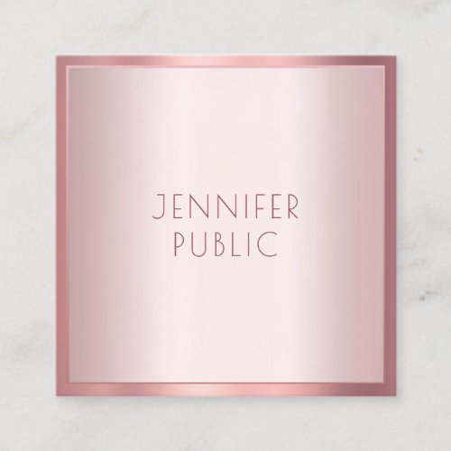 Modern Rose Gold Chic Simple Professional Template Square Business Card