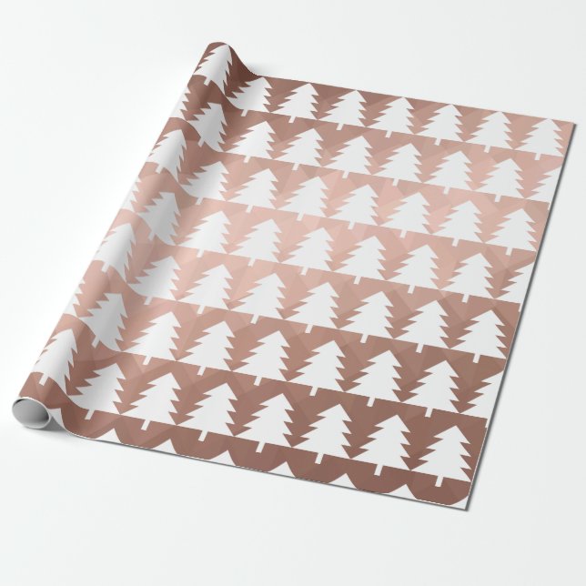 Modern rose gold christmas tree holidays chic wrapping paper (Unrolled)