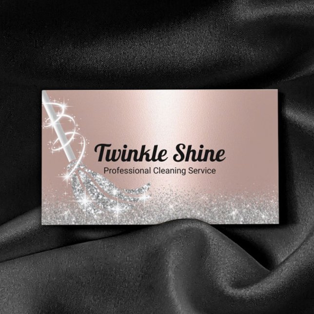 Modern Rose Gold Cleaning Maid Service Business Card (Creator Uploaded)
