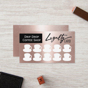 Modern Rose Gold Coffee Shop Coffee Cups Loyalty