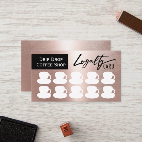 Modern Rose Gold Coffee Shop Coffee Cups Loyalty