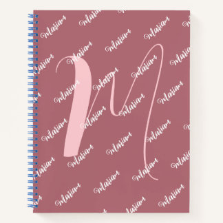 Modern Rose Gold Color - Initial Name Monogrammed Notebook