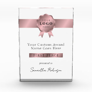 Modern Rose Gold Company Logo Competition Winner Acrylic Award