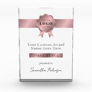 Modern Rose Gold Company Logo Competition Winner Acrylic Award