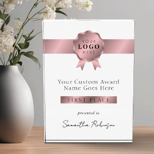 Modern Rose Gold Company Logo Competition Winner Acrylic Award