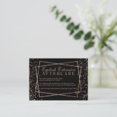 Modern rose gold confetti black eyelash aftercare business card (Standing Front)