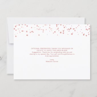 Modern Rose Gold Confetti Brush Script THANK YOU Zazzle