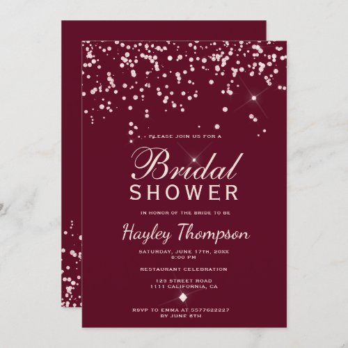 Modern rose gold confetti glitter bridal shower invitation