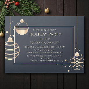 Modern Rose Gold Corporate Holiday Party Acrylic Invitations