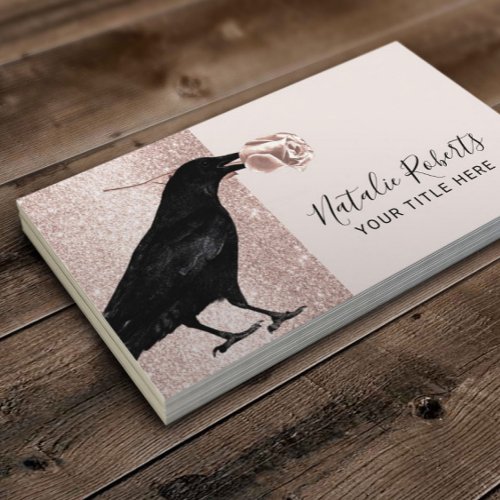 Modern Rose Gold Crow  Flower Event Planning Business Card