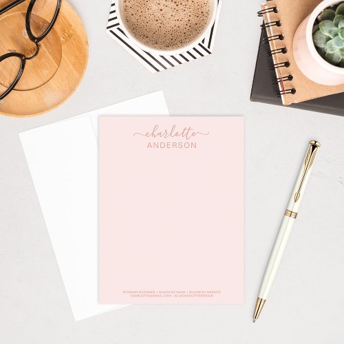 Modern Rose Gold Custom Calligraphy Name Business Note Card