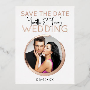   Modern Rose Gold Custom Photo Wedding Invitation