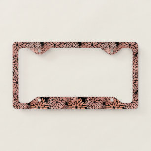 Modern Rose Gold Dahlia Floral License Plate Frame