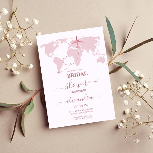 Modern Rose Gold Destination Passport Bridal Invitation