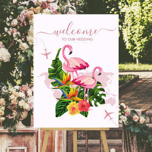 Modern Rose Gold Destination Passport Wedding Foam Board