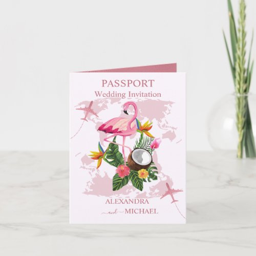 Modern Rose Gold Destination Passport Wedding Invi Invitation