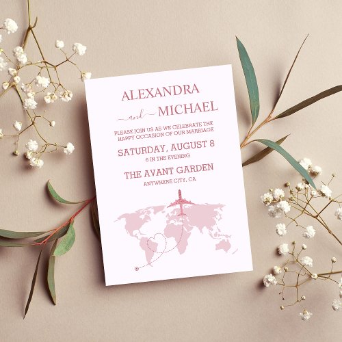 Modern Rose Gold Destination Passport Wedding Invitation