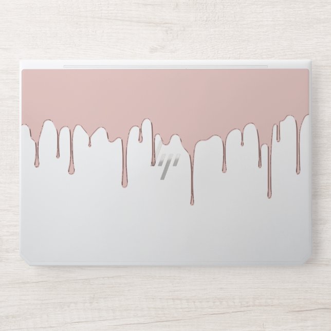 Modern Rose Gold Dripping HP Laptop Skin (Front)
