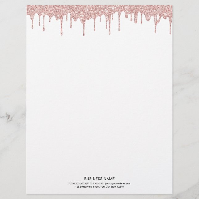 Modern Rose Gold Drips Creative Letterhead (Front)