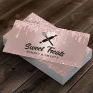 Modern Rose Gold Drips Pastry Chef Cupcake Bakery Business Card at Zazzle