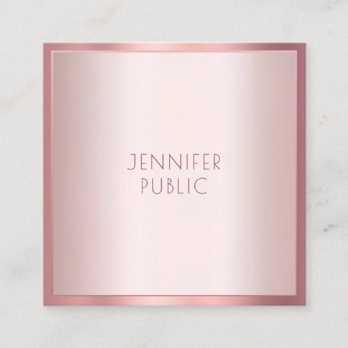 Modern Rose Gold Elegant Minimalist Template Trend Square Business Card