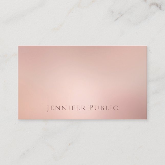 Modern Rose Gold Elegant Template Top Trendy Business Card (Front)