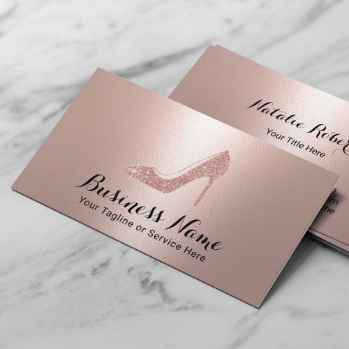 Modern Rose Gold Fashion High Heels Boutique Business Card