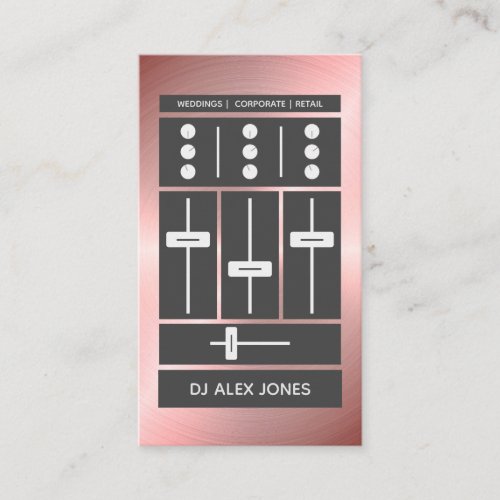 Modern Rose Gold Faux DJ  Cool Business Card