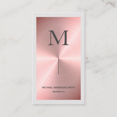 Modern Rose Gold Faux DJ Monogram  Border Business Card