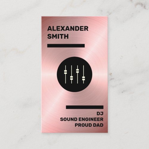 Modern Rose Gold Faux DJ Sound Engineer and Dad Business Card