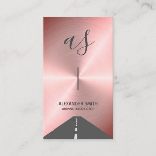 Modern Rose Gold Faux Driving School Business Card