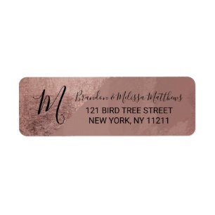 Modern Rose Gold Faux Foil Triangle Address Label