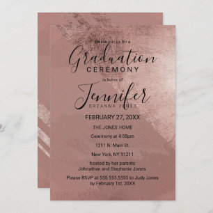 Modern Rose Gold Faux Foil Triangle Graduation Invitation