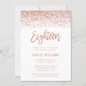 Modern Rose Gold Faux Glitter 18th Birthday Invitation (Front)