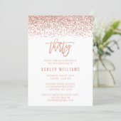 Modern Rose Gold Faux Glitter 30th Birthday Invitation (Standing Front)