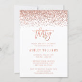 Modern Rose Gold Faux Glitter 30th Birthday Invitation (Front)