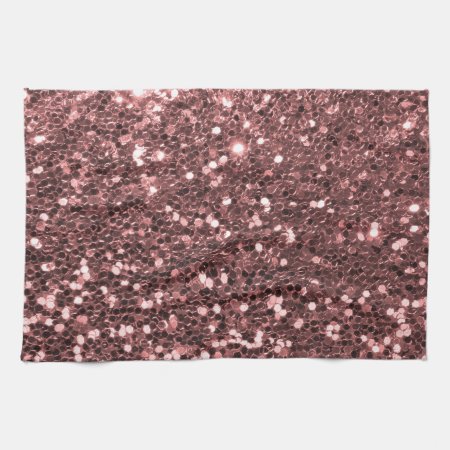 Modern Rose Gold Faux Glitter Print Towel