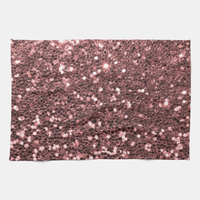 Modern Rose Gold Faux Glitter Print Towel (Horizontal)